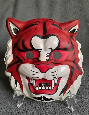 #ad Rare Vintage Collegeville Red Tiger Halloween Mask In Pristine Condition $59.00