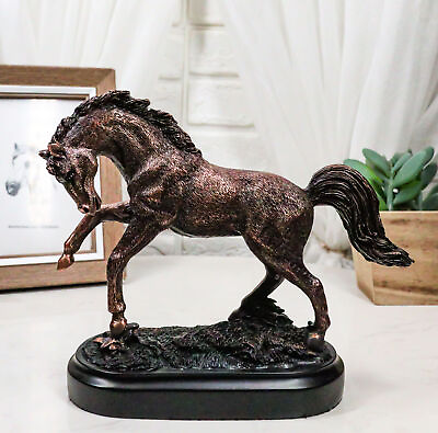 #ad Rustic Western Country Stallion Horse Textured Bronze Resin Figurine With Base $35.99