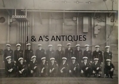 #ad WW2 U.S. Navy Officers By Ship LARGE GROUP PHOTO Military $9.95
