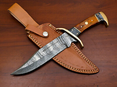 #ad HAND FORGED DAMASCUS STEEL FULL TANG BOWIE HUNTING KNIFE WOOD HANDLE HB 5154 $23.39