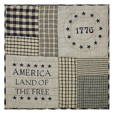 #ad New Primitive Americana 1776 LAND OF FREE STAR QUILT SQUARE 32quot; Navy $26.95