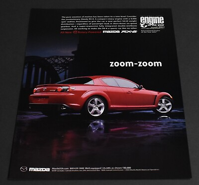 #ad 2004 Print Ad Mazda RX 8 Red Sports Car Rotary Engine 6 speed Engine of the year $10.98