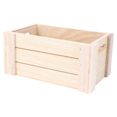 #ad Wooden Desk Case Nesting Crates with Handle Storage Container Rustic Basket Bins $19.45