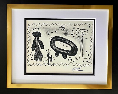 #ad JOAN MIRO 1971 BEAUTIFUL SIGNED PRINT MATTED and FRAMED $149.00
