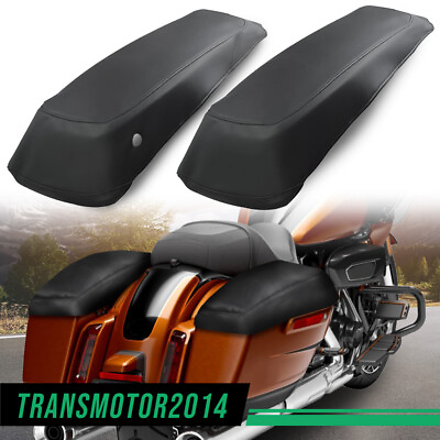 #ad 2x SaddleBag Lids Covers PU Leather Black Fit For Harley Touring FLH FLT 14 23 $20.39