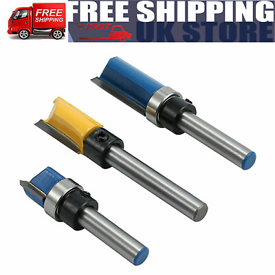 #ad 3quot; Length Flush Trim Router Bit Top amp; Bottom Bearing 1 4quot; Shank Woodworking Tool $12.19