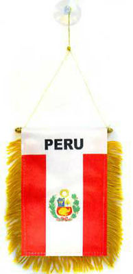 #ad Peru Mini Flag 4quot;x6quot; Window Banner w suction cup $6.64