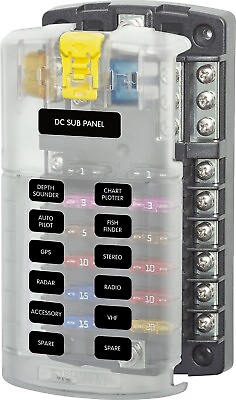 #ad Blue Sea 5026 ST Blade ATO ATC DC Fuse Block with Cover 12 Circuit Negative Bus $39.99