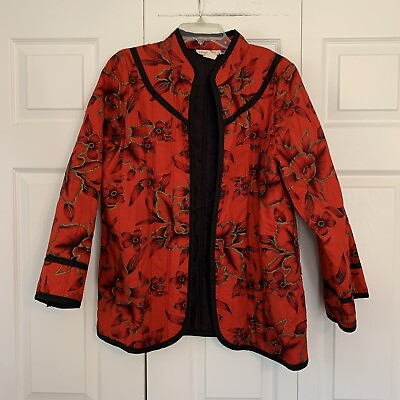 #ad Peggy Lou California VTG 60s Red Soft Quilted Floral Mod Jacket Sz 38 L . C $35.00