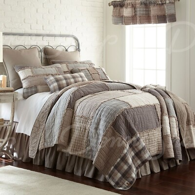 #ad Donna Sharp Smoky Cobblestone Patchwork Cotton Country King 4 PC Quilt Set $450.00
