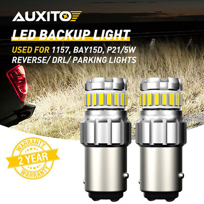 #ad PAIR 1157 AUXITO LED Signal Turn Reverse Brake Parking CANBUS White Light Bulb $11.01