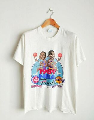 #ad Vintage NBA Finals 1989 Caricature tshirt Basketball LA Lakers Pistons shirt ... $16.99