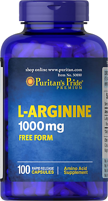 #ad Puritan#x27;s Pride L arginine 1000 Mg Capsules 100 Count White $7.69