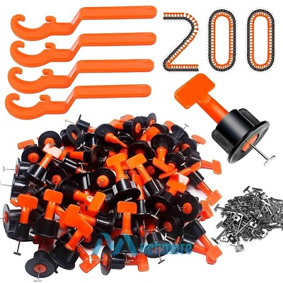 #ad 50 200pcs Tile Leveling System Kit Reusable Tile Spacer Wall Floor Clips Tool US $6.83