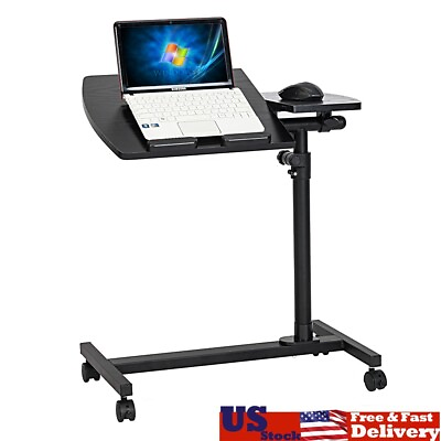 #ad Mobile Laptop Table Adjustable Height Stand Converter Lifting Desk W Wheel Home $54.38