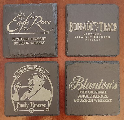 #ad Kentucky Bourbon Trail Stone Slate Coasters Maker#x27;s Pappy Blanton#x27;s amp; More $3.97