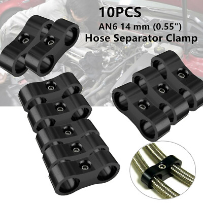 #ad 10PCS Stainless Steel Auto Car AN6 14 mm 0.55quot; I.D Hose Separator Clamps Black $21.99