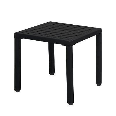 #ad Indoor Outdoor Small Metal Square Side End Table Patio Coffee Bistro Table Black $46.99