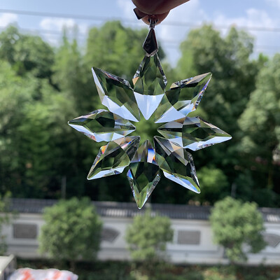 #ad 80MM Snowflake Crystal Maple Leaf Glass Hanging Xmas Decor Pendant $14.09