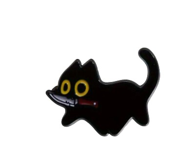 #ad Cute Black Cat With Knife Enamel Metal Pin Badge Brooch Kitty Kitten Feline Cat $5.99