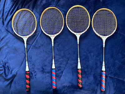 #ad Vintage SS Kresge All Pro Classic Wooden Racquet Racket Set of 4 Steel Shaft $37.50