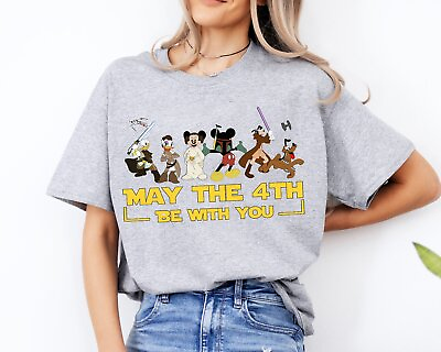 #ad Mickey amp; Friends Costume Star Wars May The Fourth Be With You Tshirt Women $20.00
