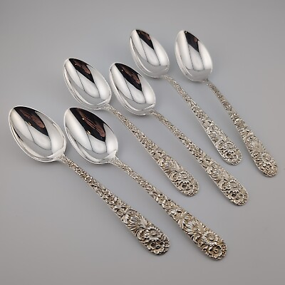 #ad Kirk Repousse Sterling Silver Teaspoons 5 7 8quot; Set of 6 $239.99