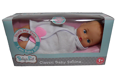 #ad Goldberg Baby’s First Classic Baby Softina Doll 10.5 Inch White Wrap NEW $19.79