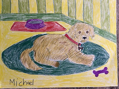 #ad Dog Portrait Drawings” The Puppy Golden Retriever “ original 9”x12” $10.00
