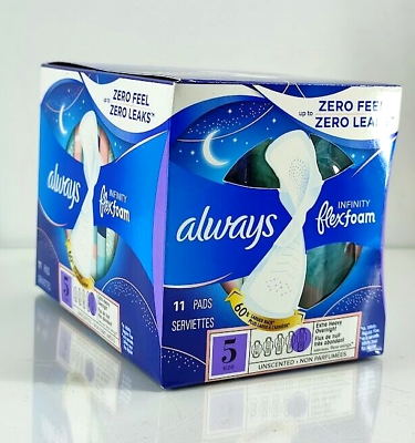 #ad Always Infinity Flex Foam Pads Size 5 Extra Heavy Overnight Unscented 11 Count $9.95