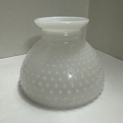#ad White Milk Glass Hobnail Hurricane Oil Lamp Shade 51 2” Tall 7 3 4” Fitter $24.99