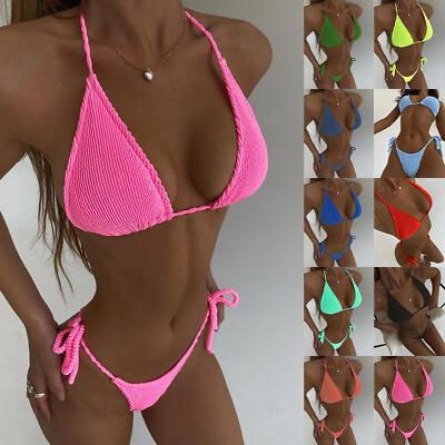 #ad Beach Women Bandage Bikini Set Padded Push Up Swimwear Swimsuit Bathing Suit $13.90