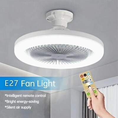 #ad Fan For E27 Socket Light With Remote Ceiling Fan Adjustable Smart LED Fan 3Speed $16.99