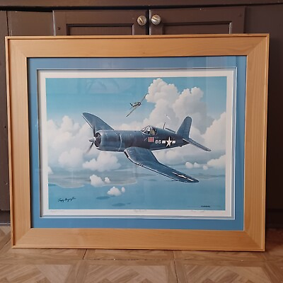 #ad Pappy Boyington#x27;s Corsair Signed #216 950 By Stokes Framed Matted 35quot; x 30quot; $499.00