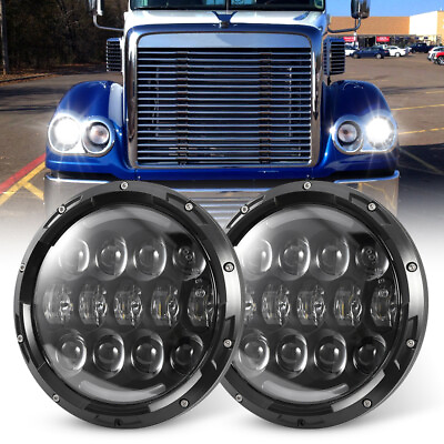 #ad For Freightliner Coronado 2001 2016 Round 7quot; LED Headlights Turn Signal Halo DRL $69.99