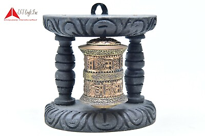 #ad 4 Inch Wall Hanging or Mani Wheel Mantra Tibetan Copper Desk Décor Prayer Wheel $24.99
