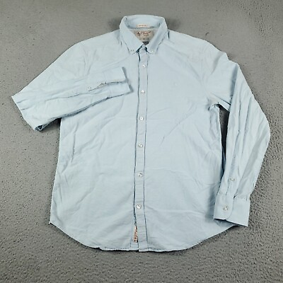 #ad Penguin Shirt Mens Size Medium Blue Casual Button Up Long Sleeve * $18.95