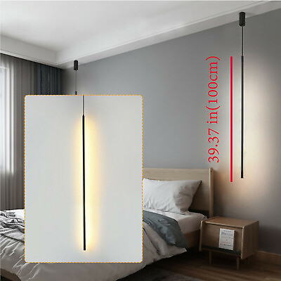 #ad New LED Slender Strip Pendant Light Chandelier Cylindrical Ceiling Lamp Fixture $60.81