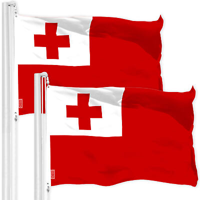 #ad G128 2 Pack: Tonga Flag 3x5 Ft LiteWeave Pro Printed 150D Polyester Country Flag $23.99