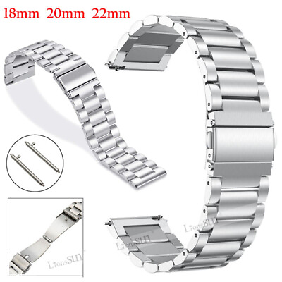 #ad Stainless Steel Metal Bracelet Replacement Watch Band Strap Double Locking Clap $7.50