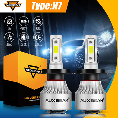 #ad AUXBEAM 72W H7 PX26D LED Headlight Bulb Kit 8000lm Turbo 6000K White Low Beam S2 $25.99