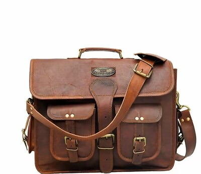 #ad 18quot; Men#x27;s Vintage Leather Messenger Laptop Briefcase Satchel Bag Top Quality $49.82