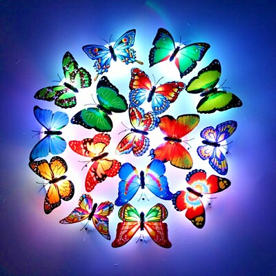 #ad 24 packs LED Flashing Light Lamp Butterflies Night Light Butterfly Decoration $18.88