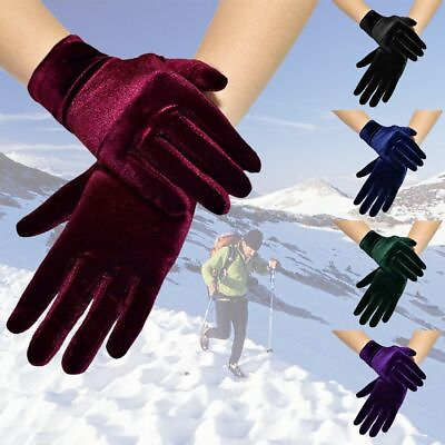 #ad Female Autumn Winter Full Finger Warm Gloves Velvet Full Finger Gloves Mittens $6.93