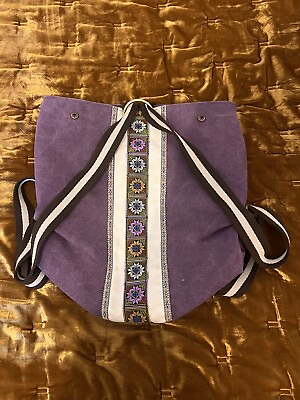 #ad Boho Purple Canvas Floral Backpack $20.00