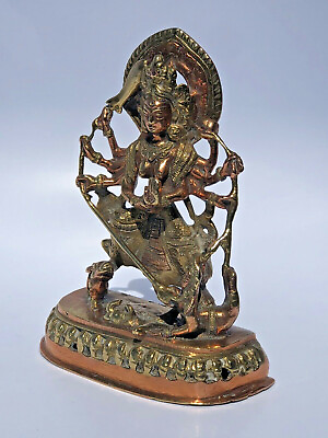 #ad vtg collectable Solid Brass and Copper Lord Shiva Handcrafted Statue 6.5#x27;#x27; $69.95