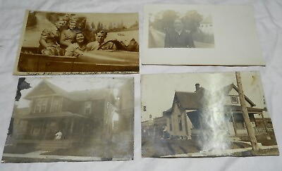 #ad Lot of 17 RPPC Real Photo Postcards People Houses $24.70