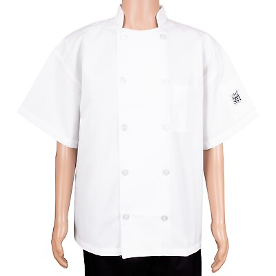 #ad Mens Chef Revival Basic Chef’s Jacket J105 Short Sleeve Unisex White $37.00