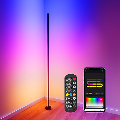 #ad 56quot; RGB LED Corner Floor Lamp RGBIC Ambient Light App Control DIY Color Changing $39.99