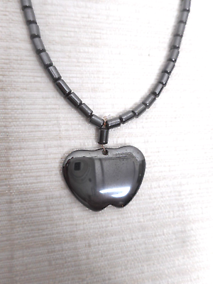 #ad Unisex Hematite Beaded Double Heart Shape Pendant 16quot; Fashion Necklace $8.88